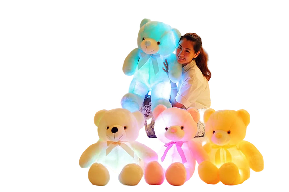 Creative Light up LED Teddy Bear Stuffed Animals Plush Toy Colorful Glowing Christmas Gift for Kids Pillow