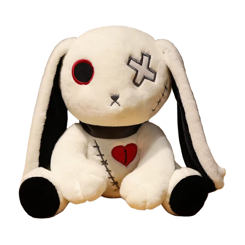 1Pc Creepy Goth Bunny Plush Crazy Rabbit Plushie Toys, Spooky Gothic Bunny Stuffed Animal Cute Horror Dreadful Bunny Doll, for H