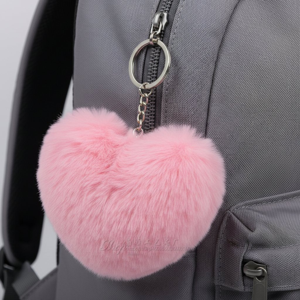 Fluffy Heart Keychain
