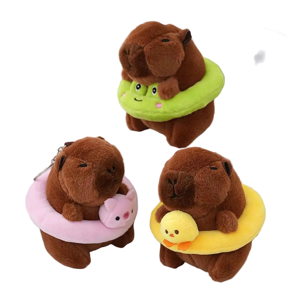 Swimming Ring Capybara Plush Capybara Keychain Stuffed Animals Cute Toy Capybara Bag Pendant Headgear Capybara Doll