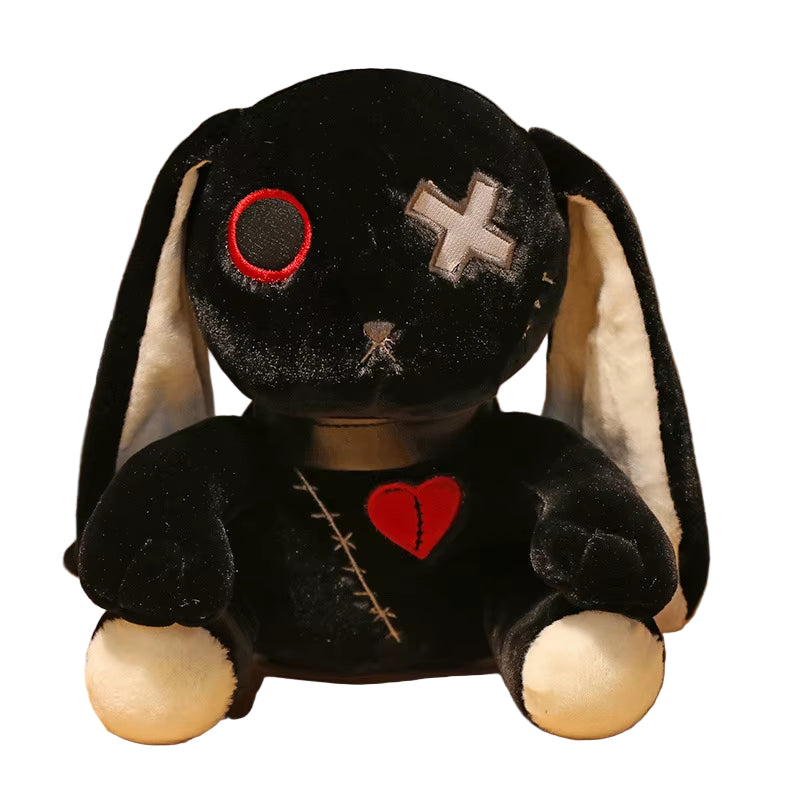 1Pc Creepy Goth Bunny Plush Crazy Rabbit Plushie Toys, Spooky Gothic Bunny Stuffed Animal Cute Horror Dreadful Bunny Doll, for H