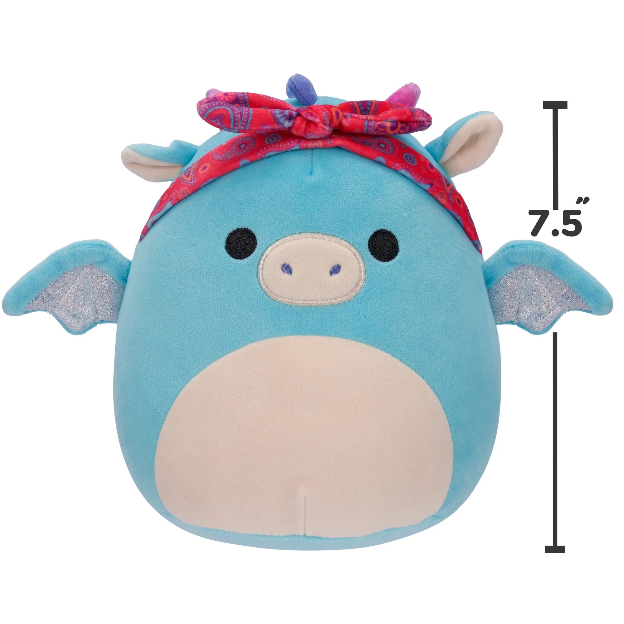 Original 7.5 Inch Tatiana the Teal Dragon with Red Bandana - Child'S Ultra Soft Plush Toy